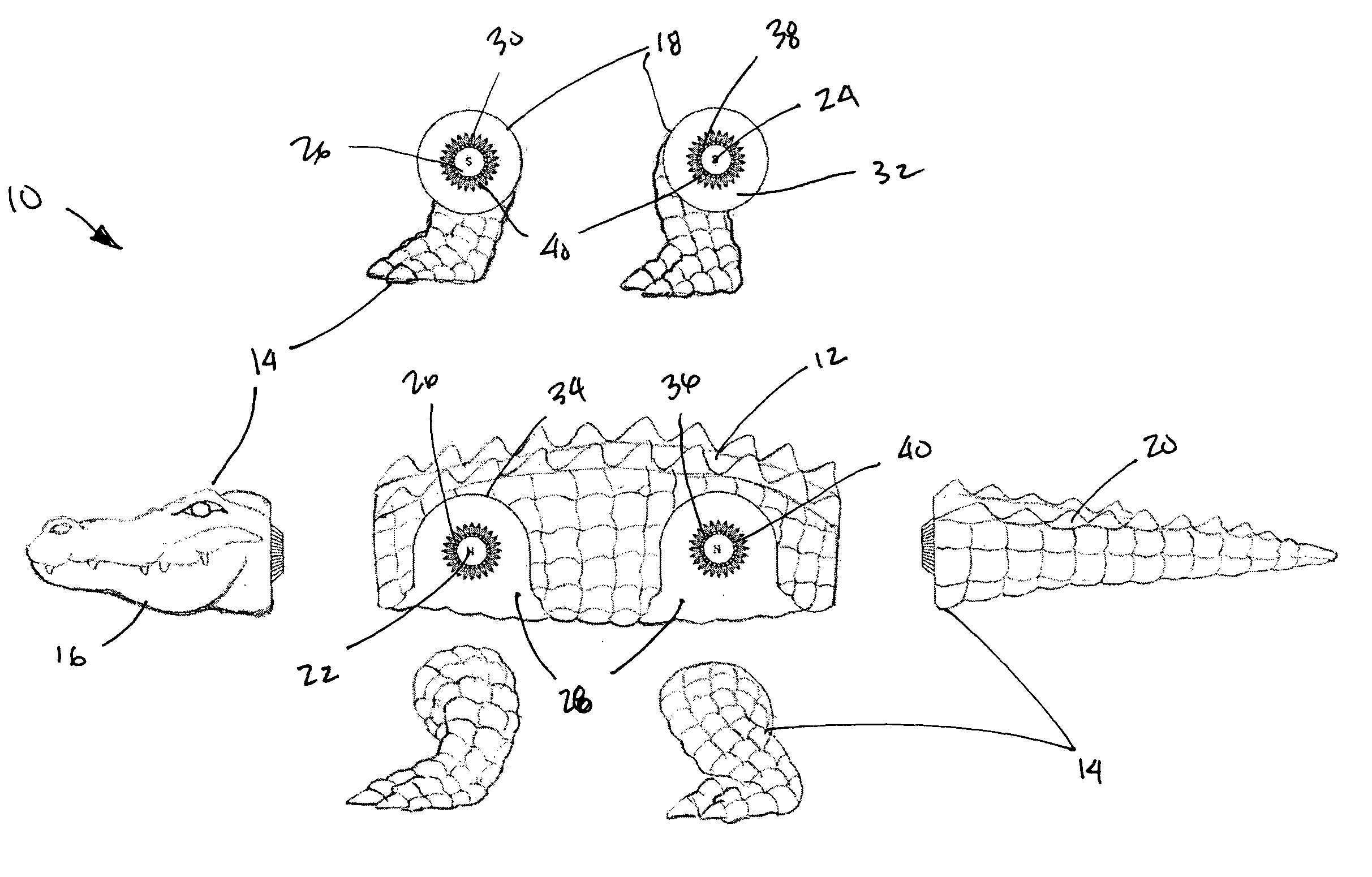 Manipulative toy having interchangeable appendages