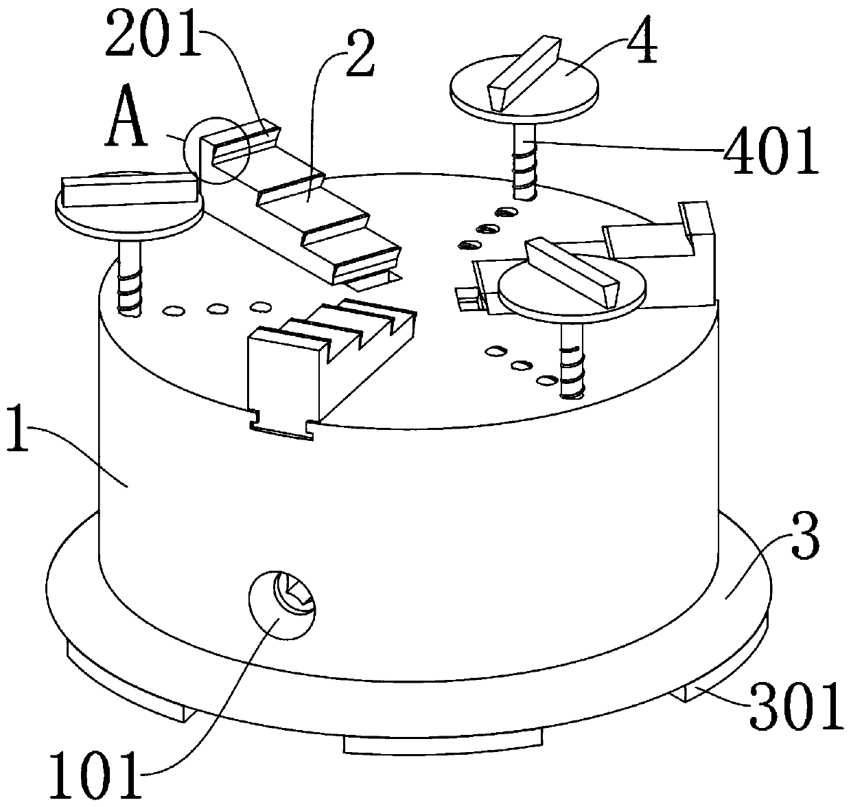 Gear pitch circle clamping jaw structure