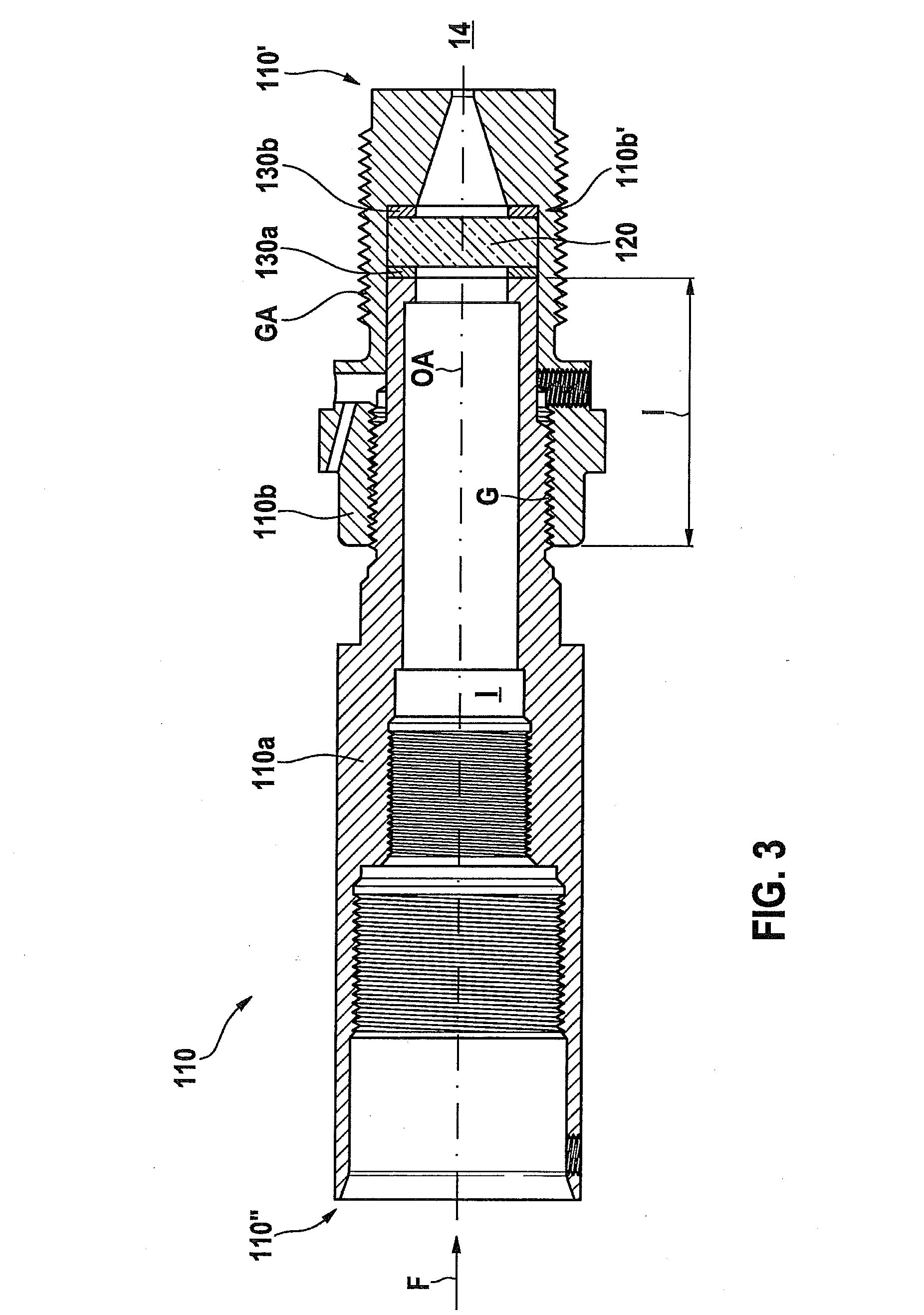 Laser spark plug having an improved seal between the combustion chamber window and the casing