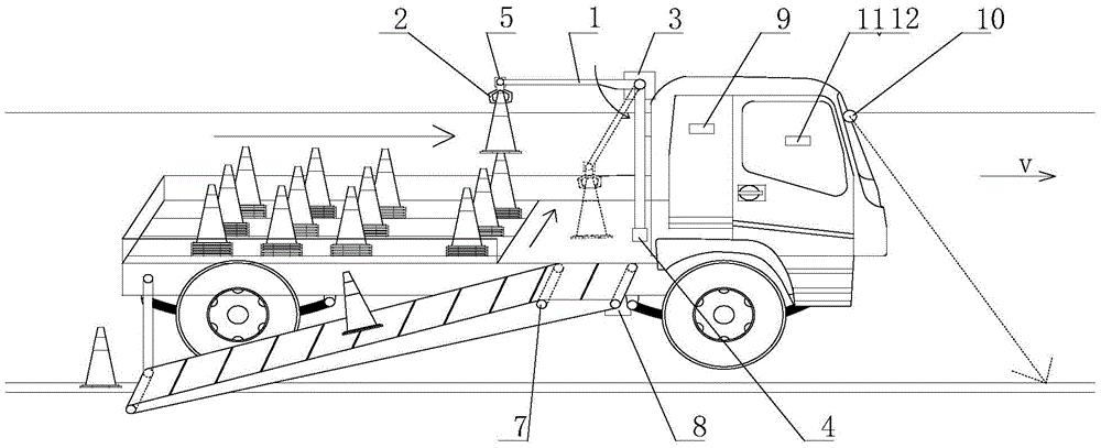 Intelligent automatic traffic road cone arrangement device