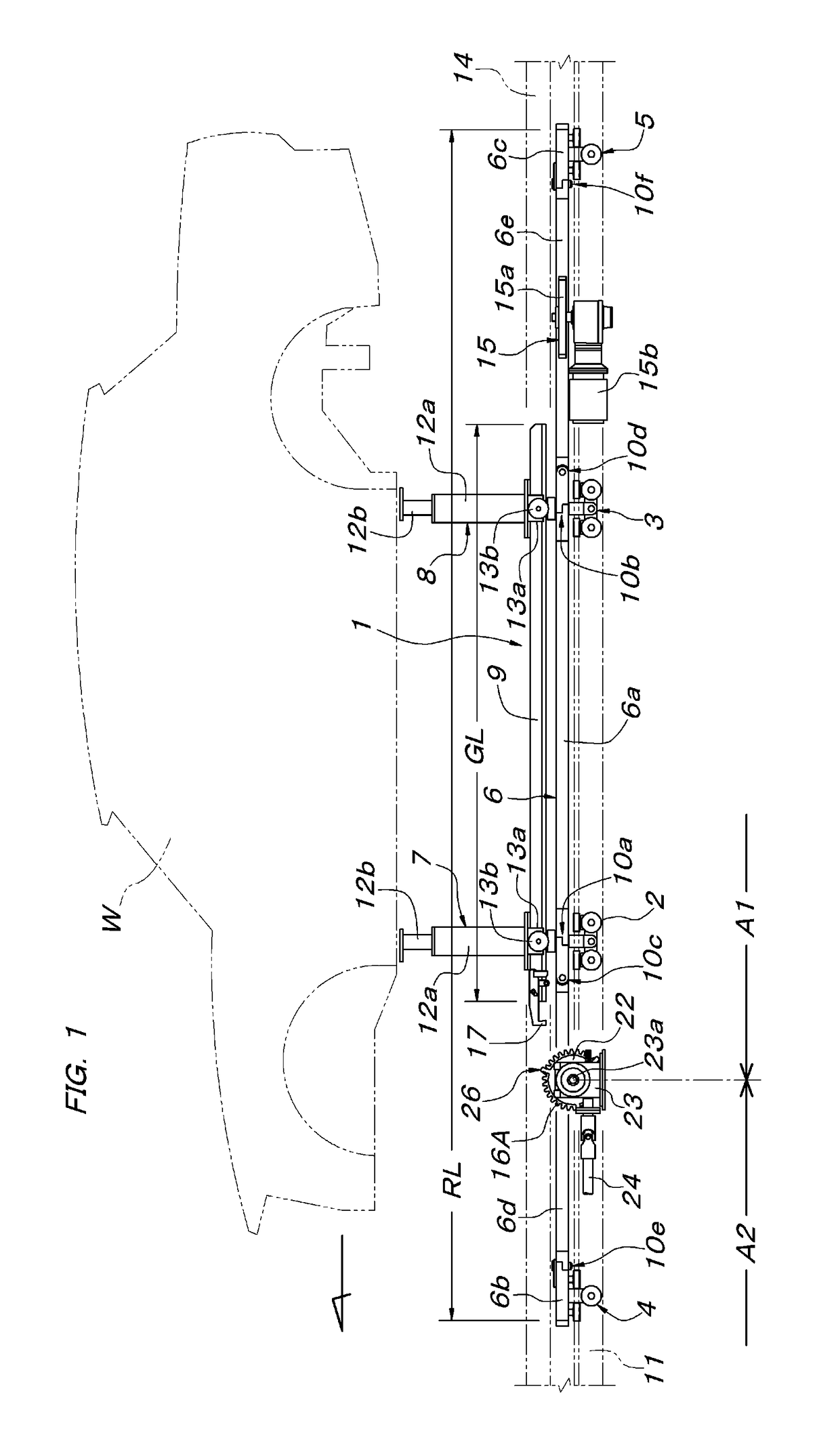 Conveying Device Drivable By Rack Gear