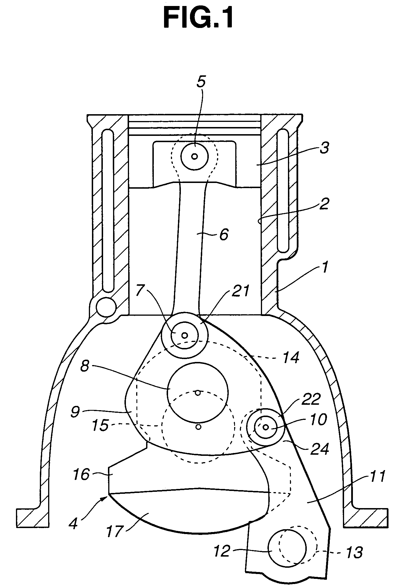 Multi-link piston crank mechanism for internal combustion engine