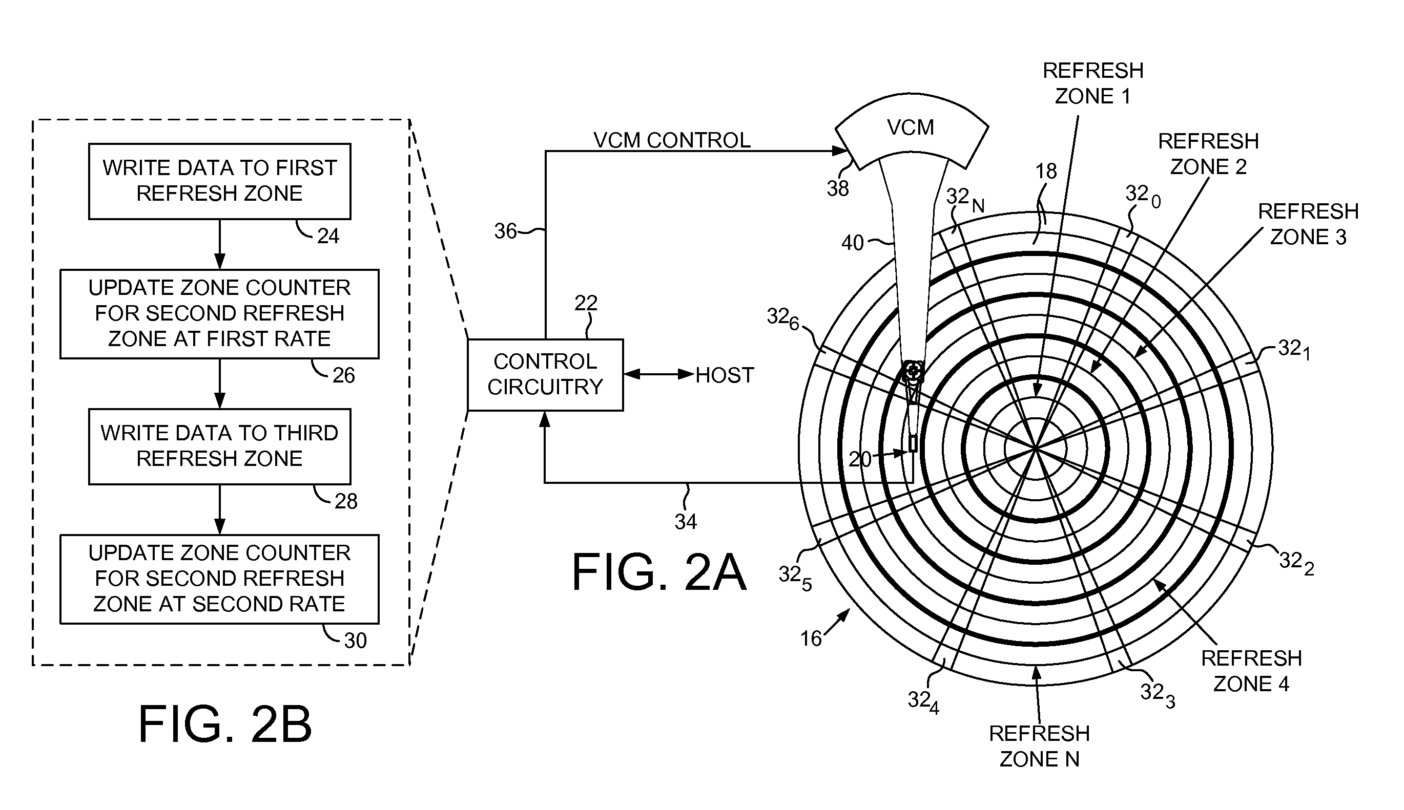 Disk drive biasing refresh zone counters based on write commands