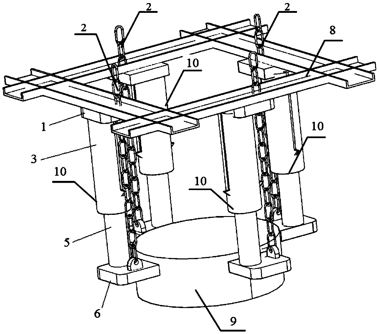 A converter movable smoke hood positioning and fall prevention device