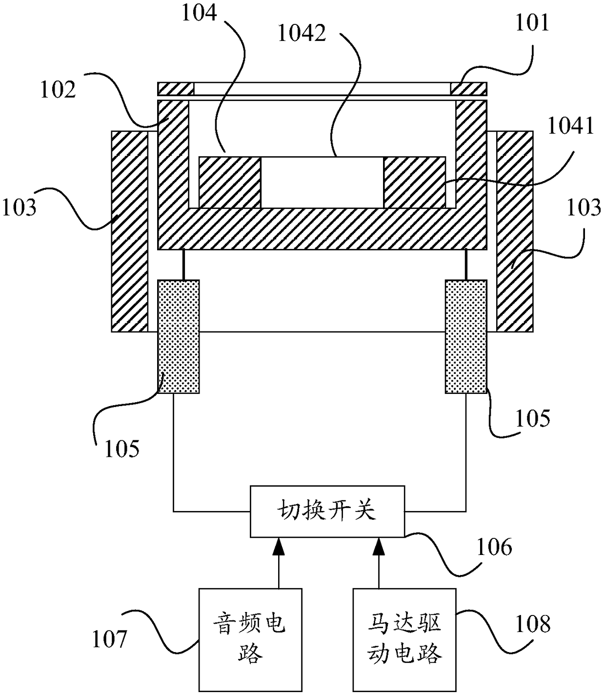 Combined device of receiver and camera, and mobile terminal