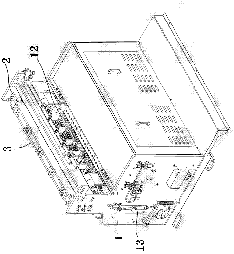 Benchmark mesh welding device for goods-shelf mesh and welding method thereof