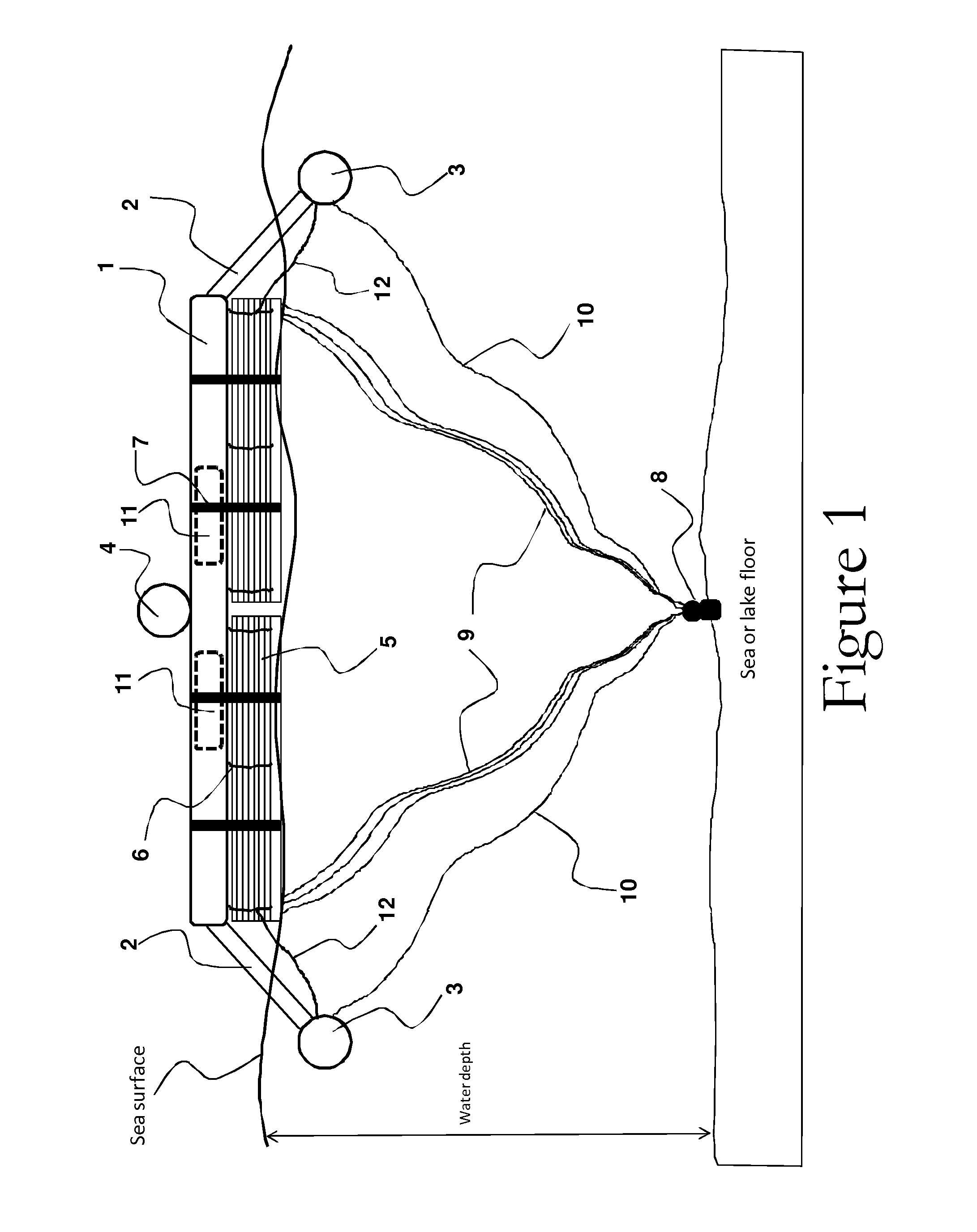 Modular submergible breakwater for lowering water wave kinetic energy especially during storms or rough waters