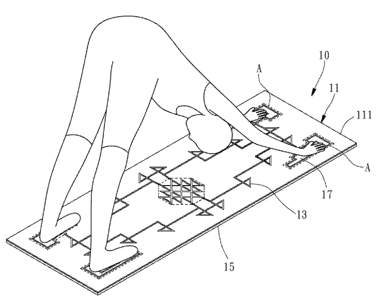 Exercise mat with a continuous one-piece Anti-slip strip