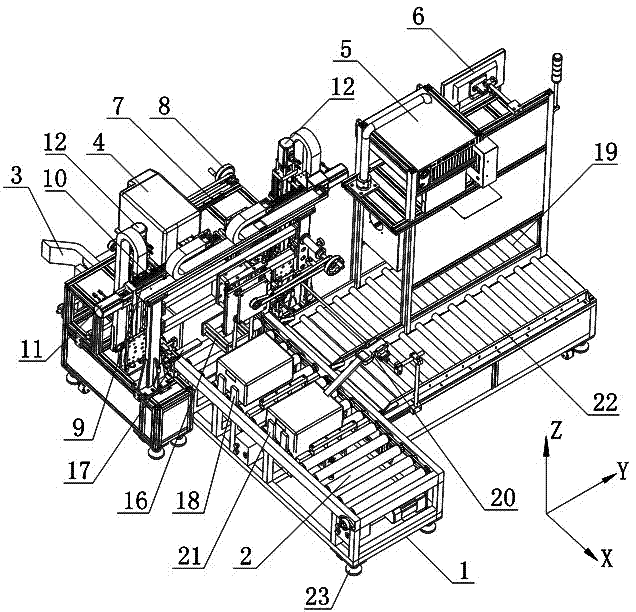 Civil explosive product on-line automatic sticking equipment