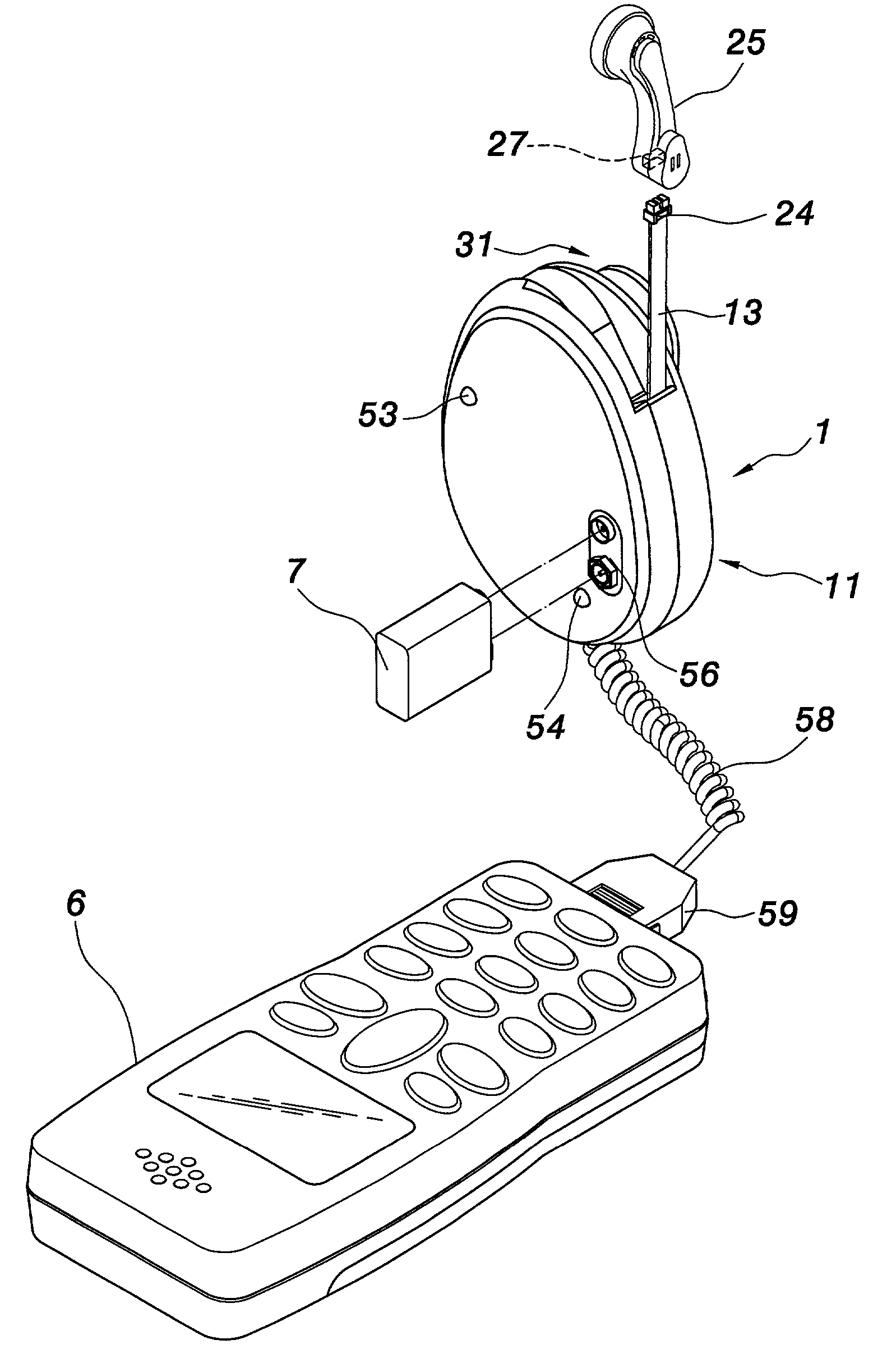 Earphone cable-receiving device with power recharge function