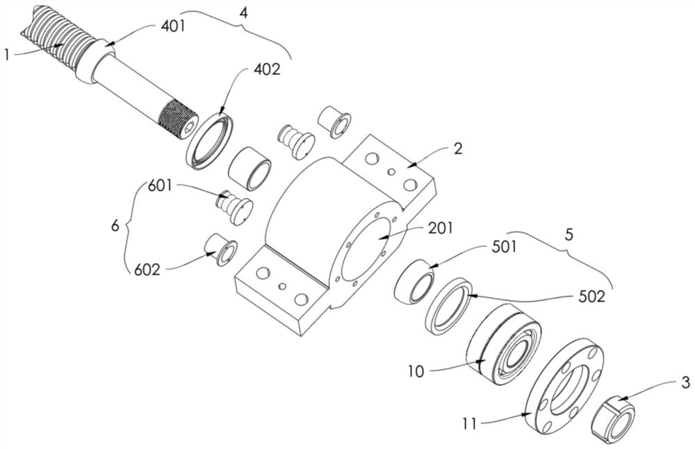 Machine tool lead screw pre-stretching installation mechanism