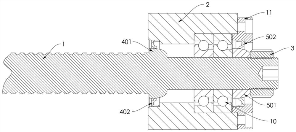 Machine tool lead screw pre-stretching installation mechanism