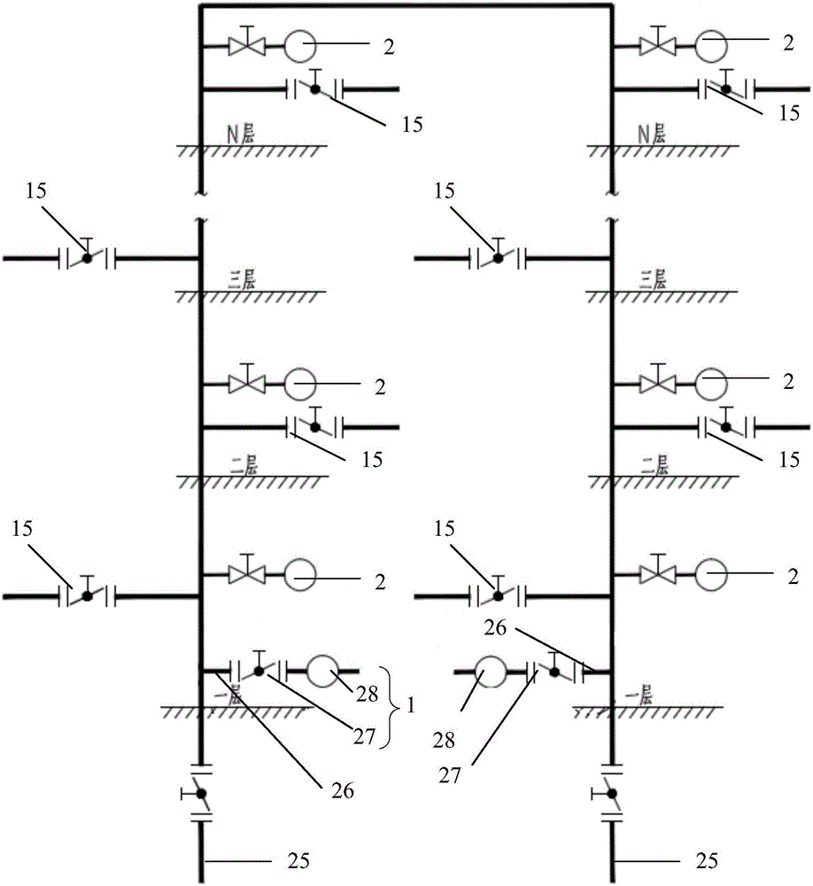 Water supply detection device and method of fixed water fire extinguishing systems of nuclear power station