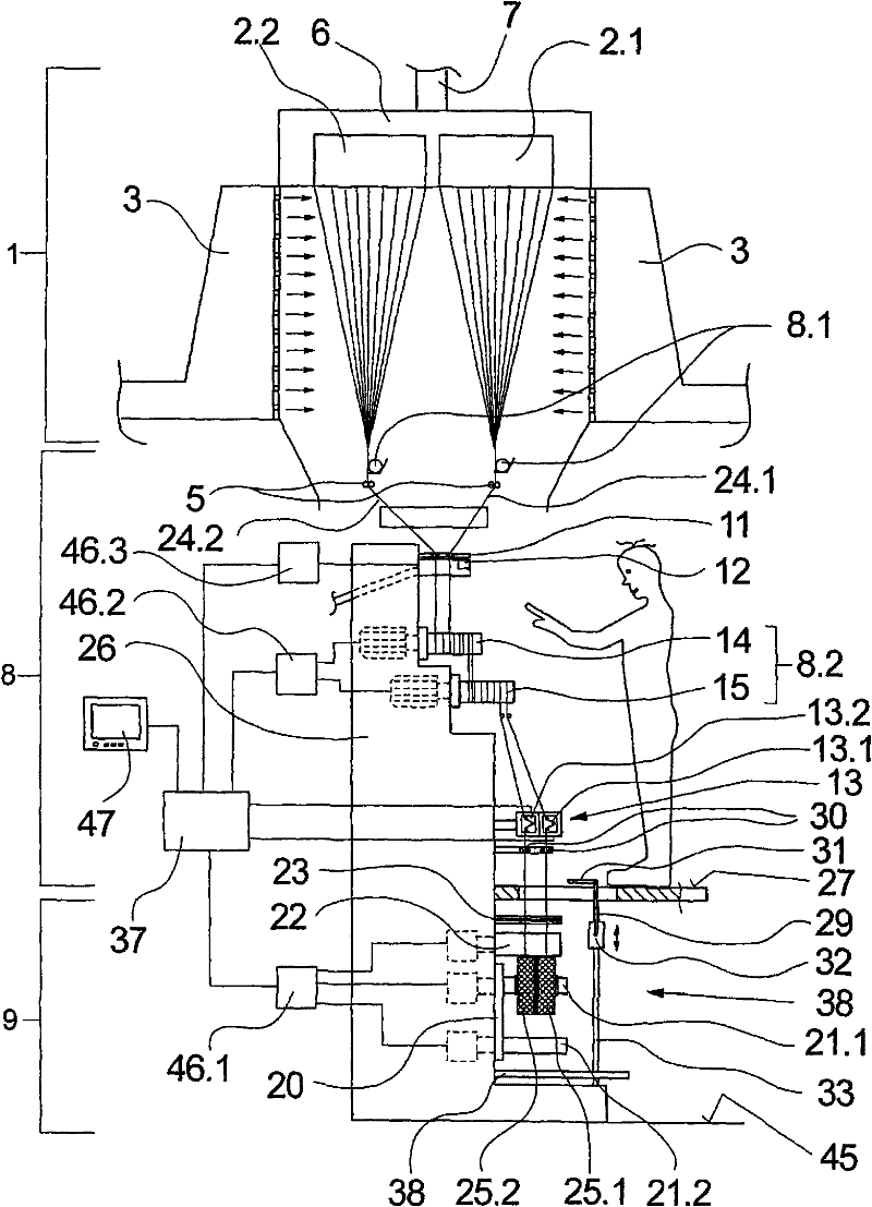 Method and device for melt spinning, treating and winding a synthetic thread