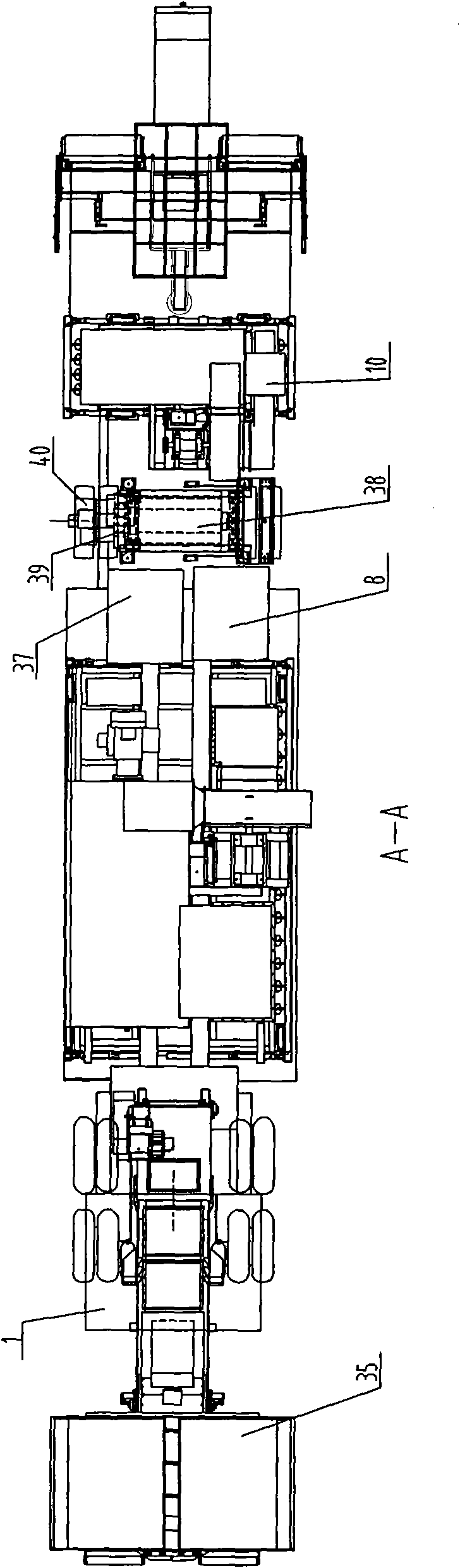 Hot in-place recycling ultrathin overlaying machine of bituminous pavement and construction method thereof