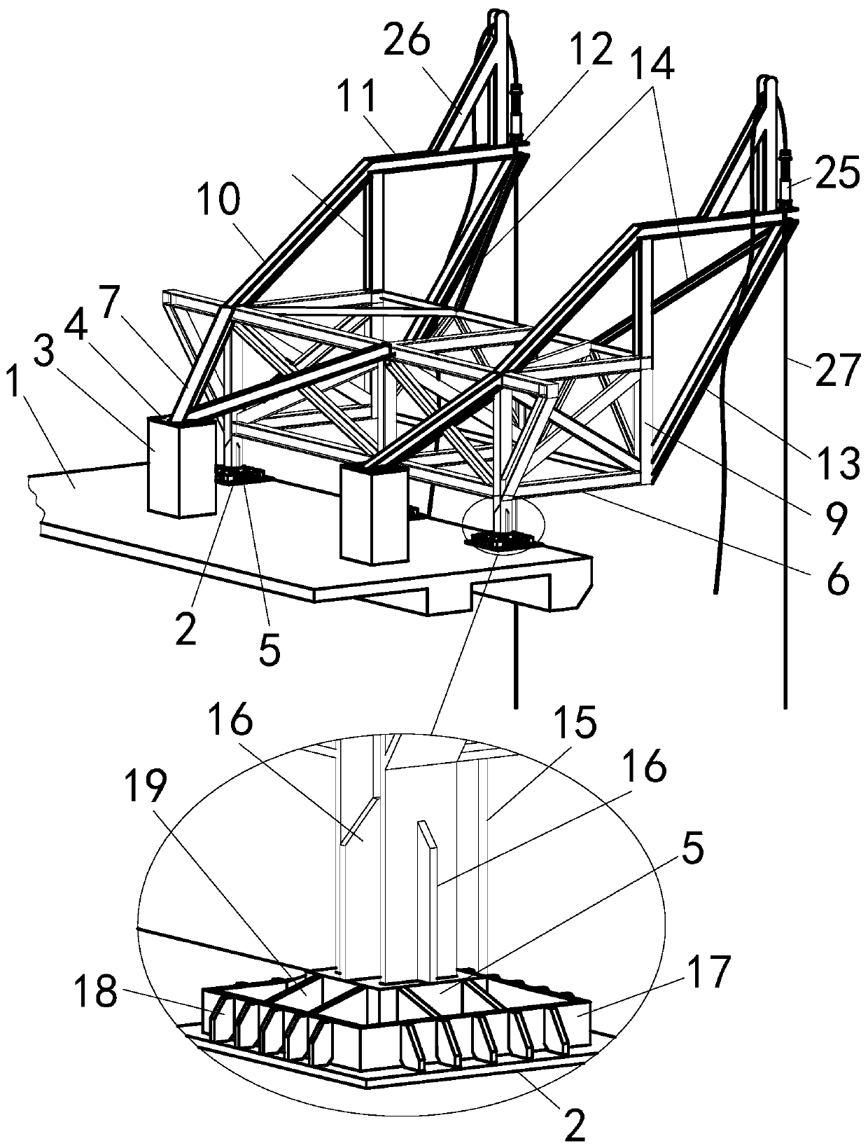 Lifting platform for lifting large-span high-altitude corridor truss