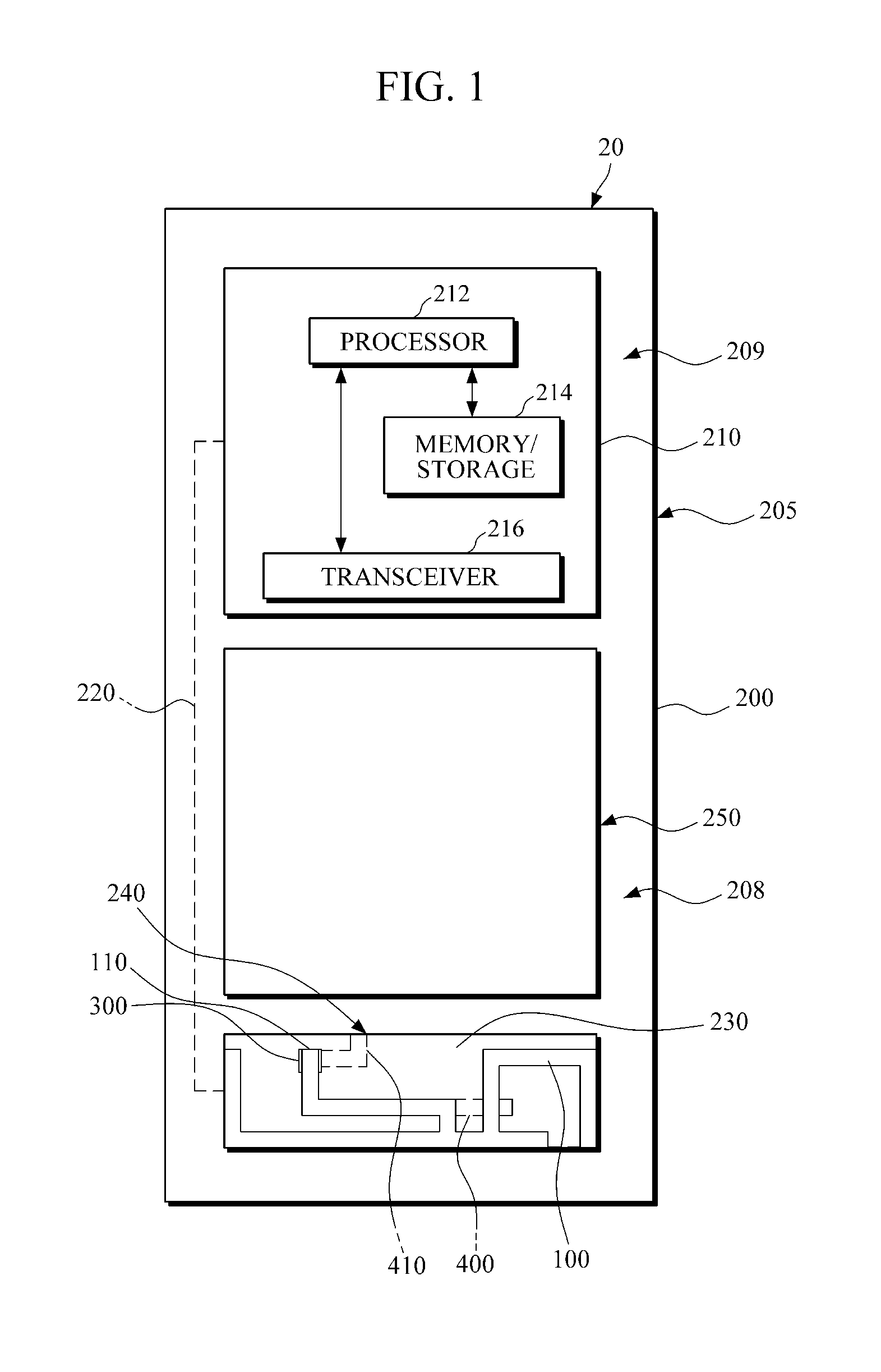 Mobile terminal apparatus and method for performing wireless communication using an indirect feeding antenna