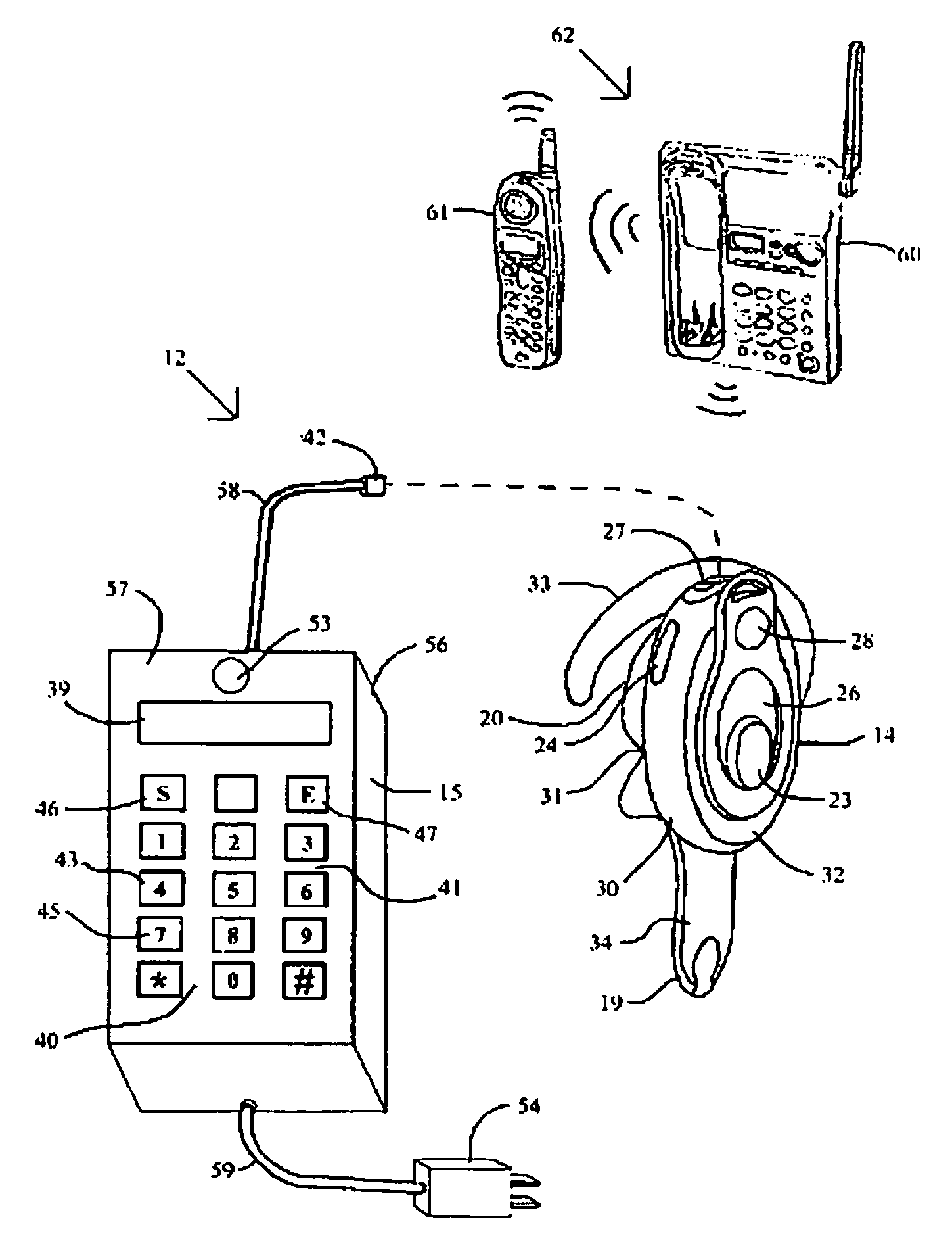 Programmable wireless headset system for cordless telephone