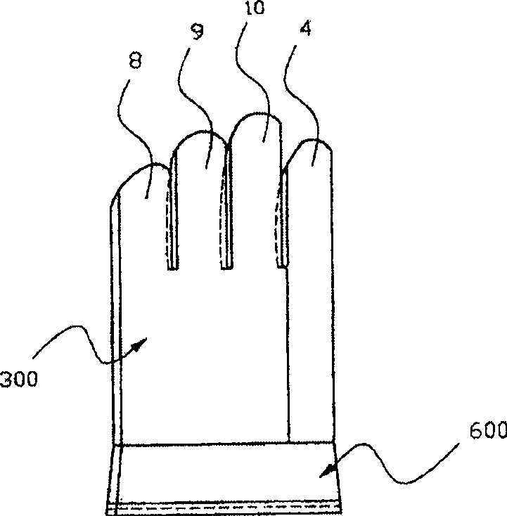 Five finger working glove capable of ensuring space