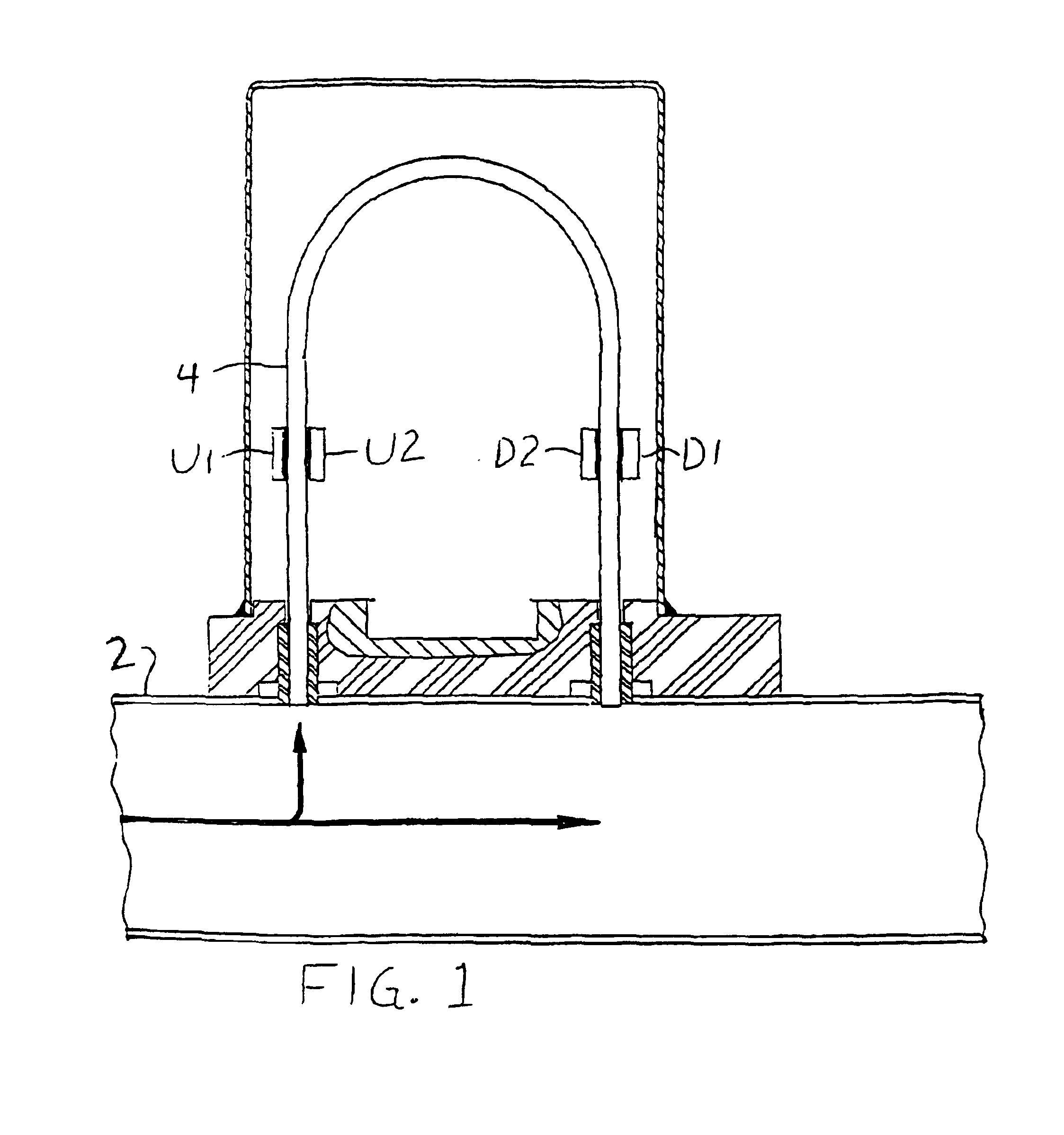 Mass flow meter with chip-type sensors