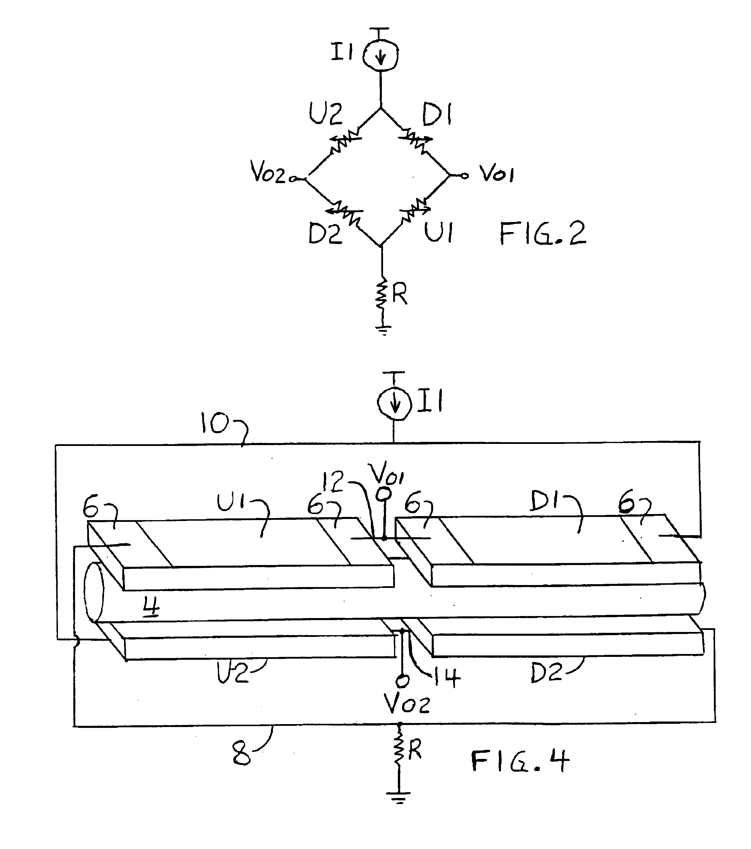 Mass flow meter with chip-type sensors