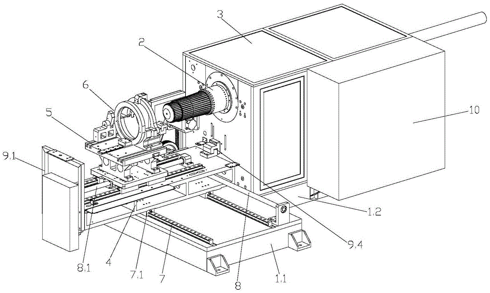 A horizontal thread embedding machine