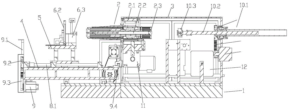 A horizontal thread embedding machine