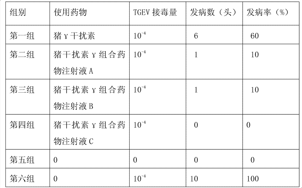 Porcine interferon-gamma composite medicament and application thereof