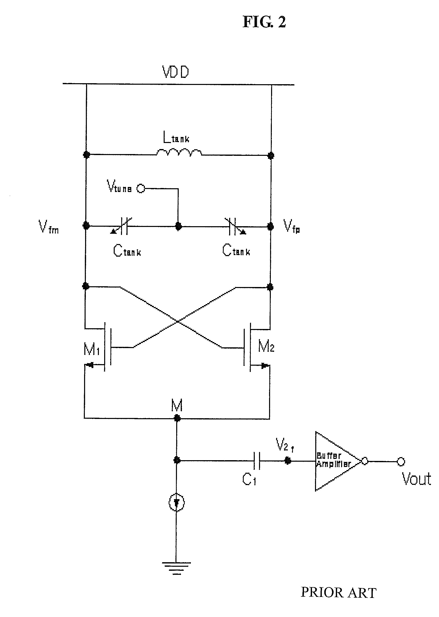 Push-push voltage controlled oscillator for obtaining differential signals