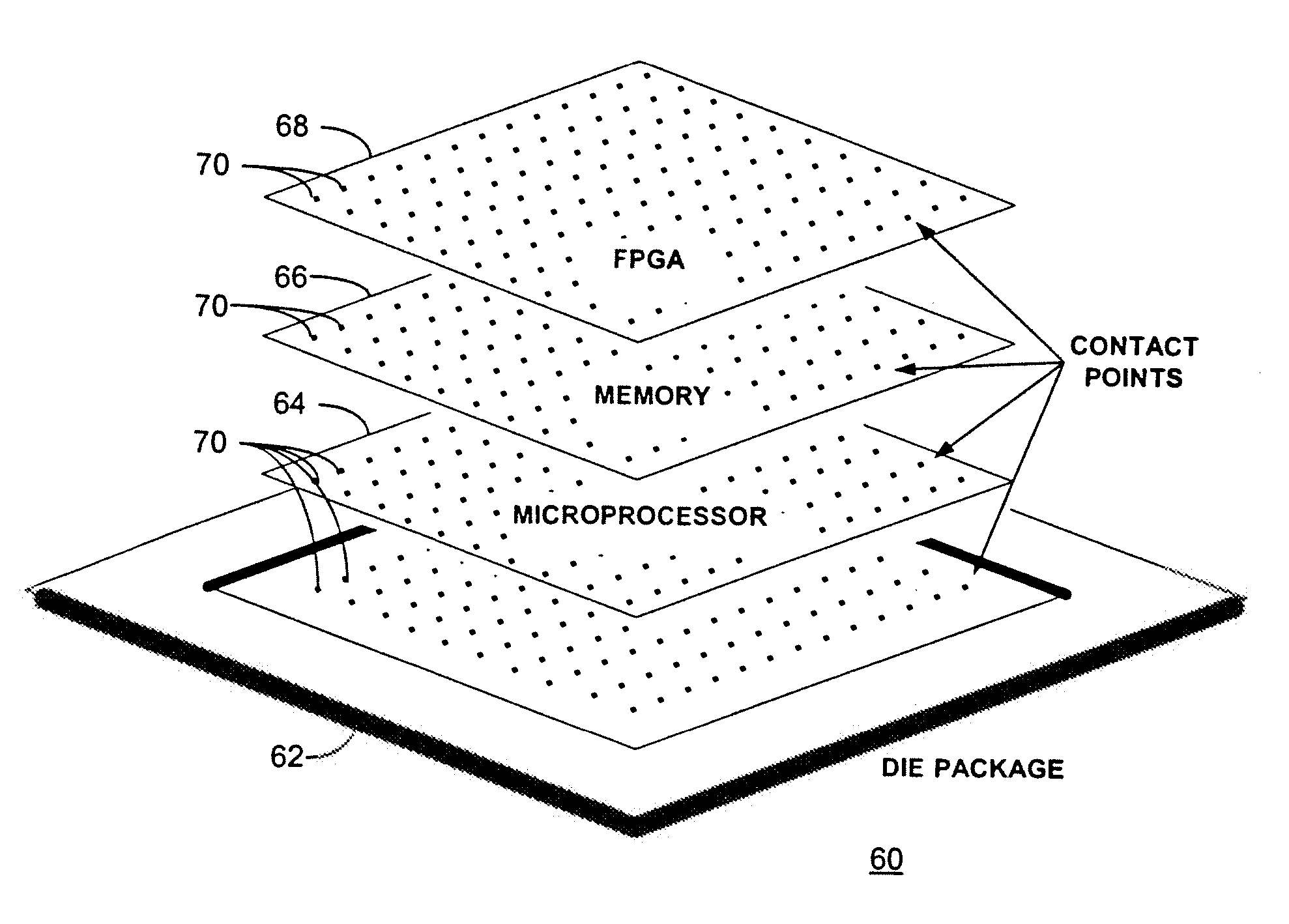 Reconfigurable processor module comprising hybrid stacked integrated circuit die elements