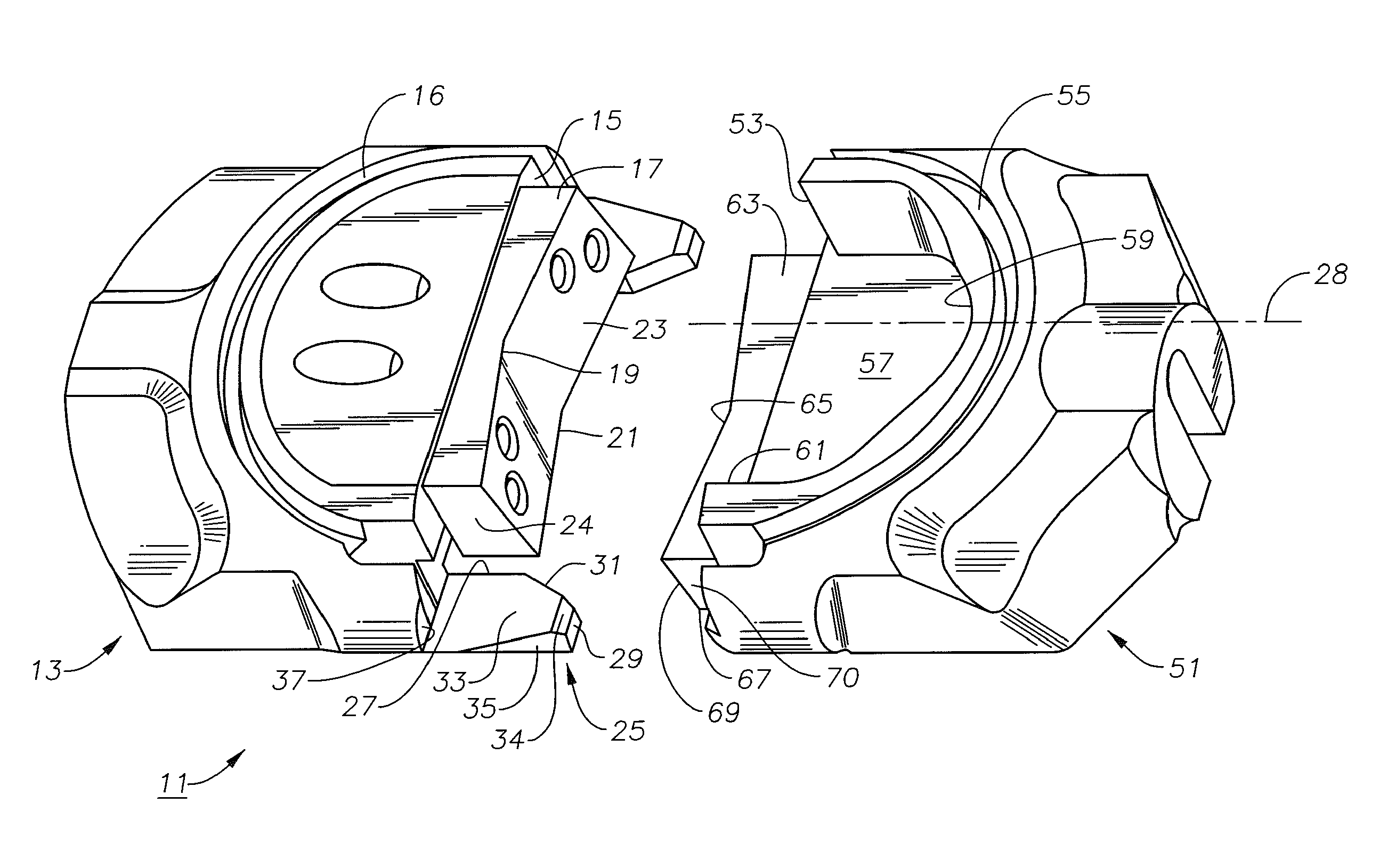 Pipe guide arms for blind shear rams