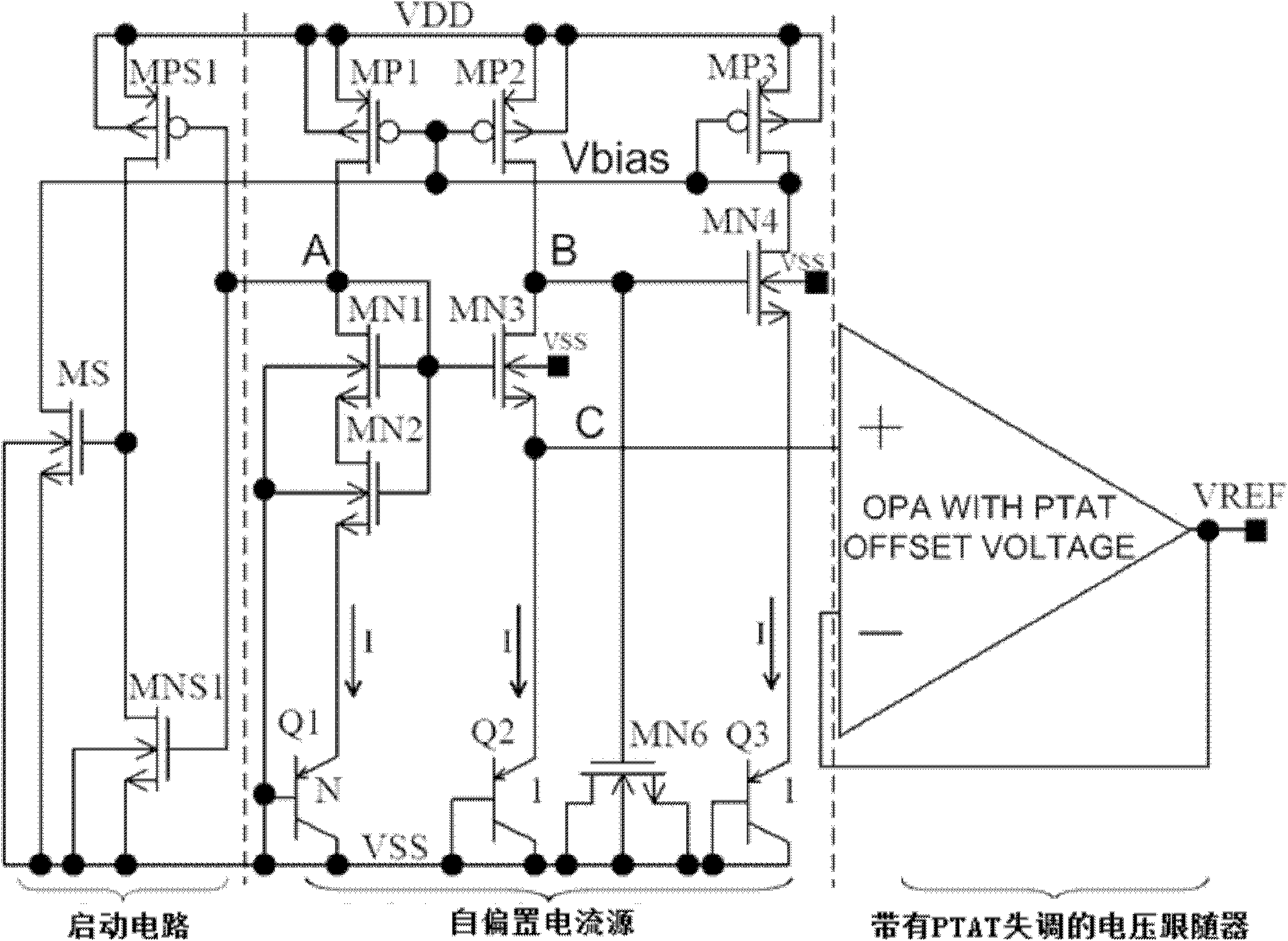 Resistance-free bandgap voltage reference source