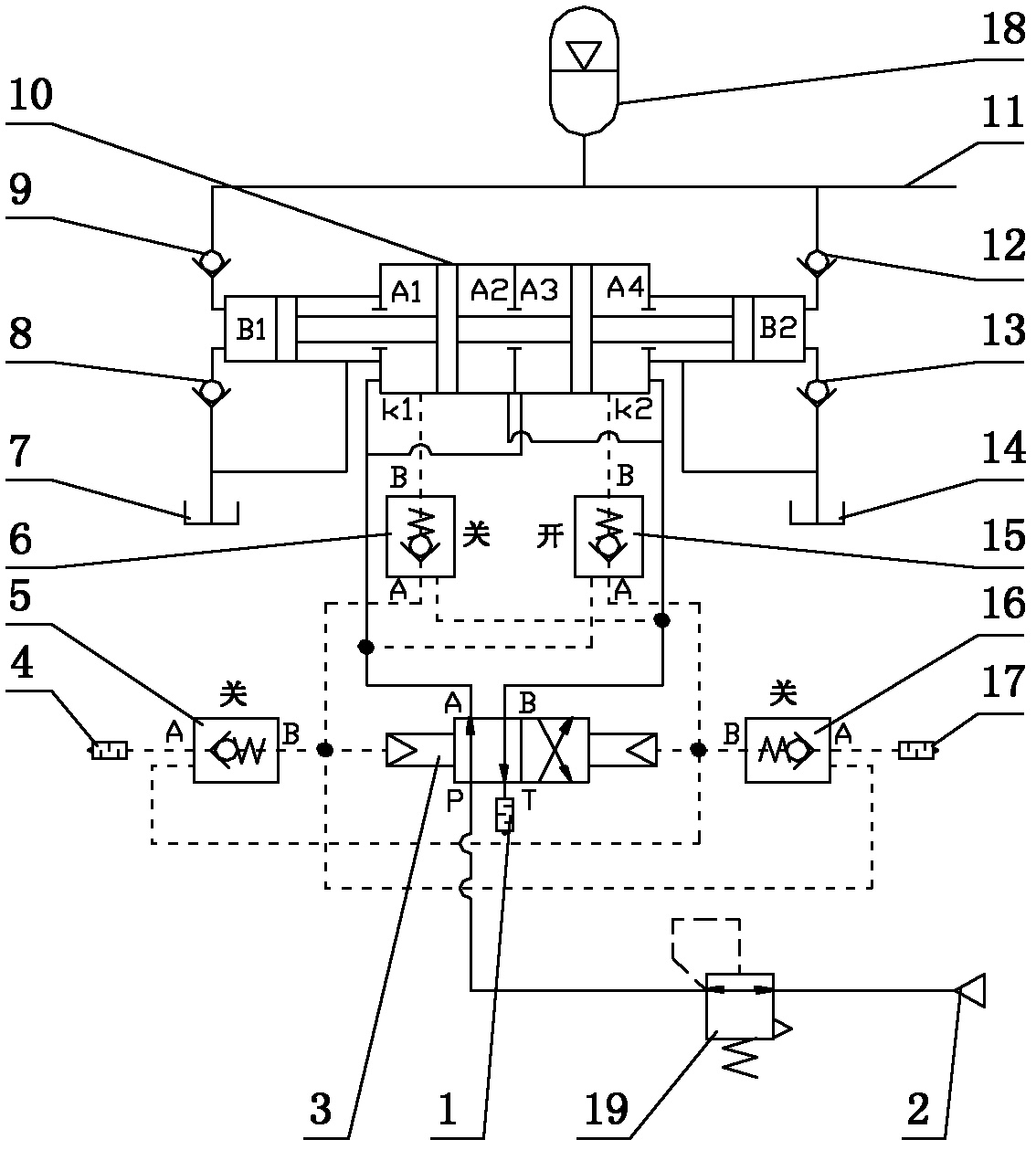 Integrated continuous gas-driving hydraulic force booster