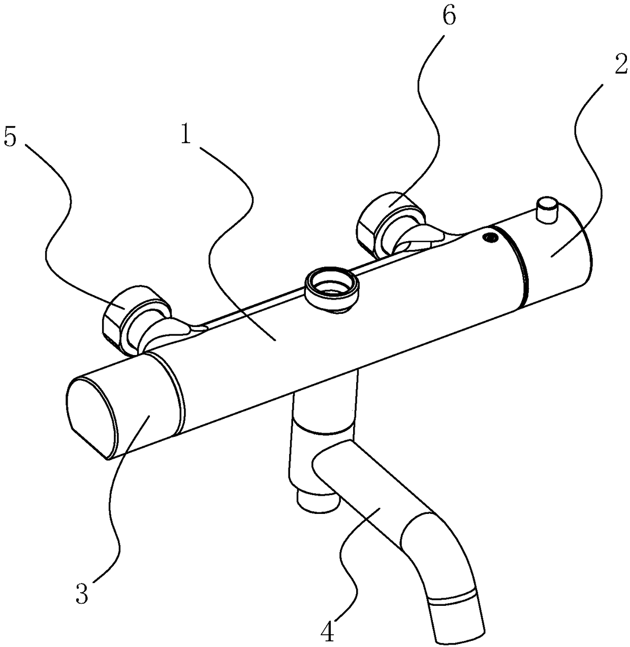 A constant temperature water outlet component that is easy to install