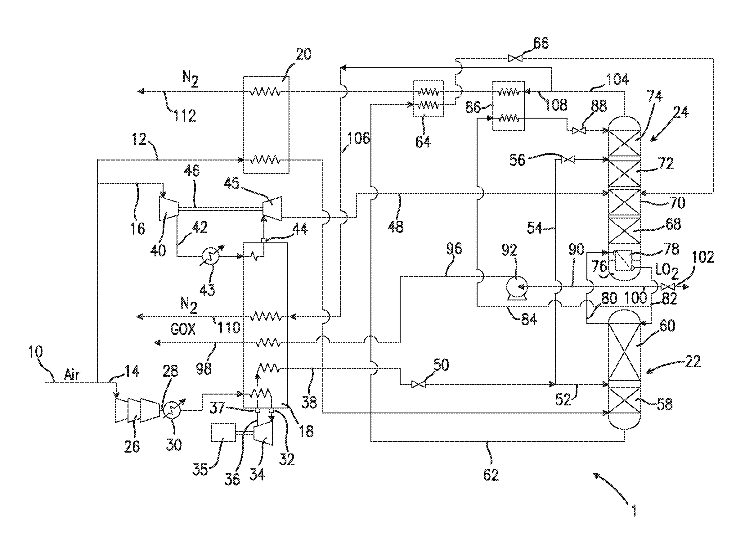 Air separation method and apparatus