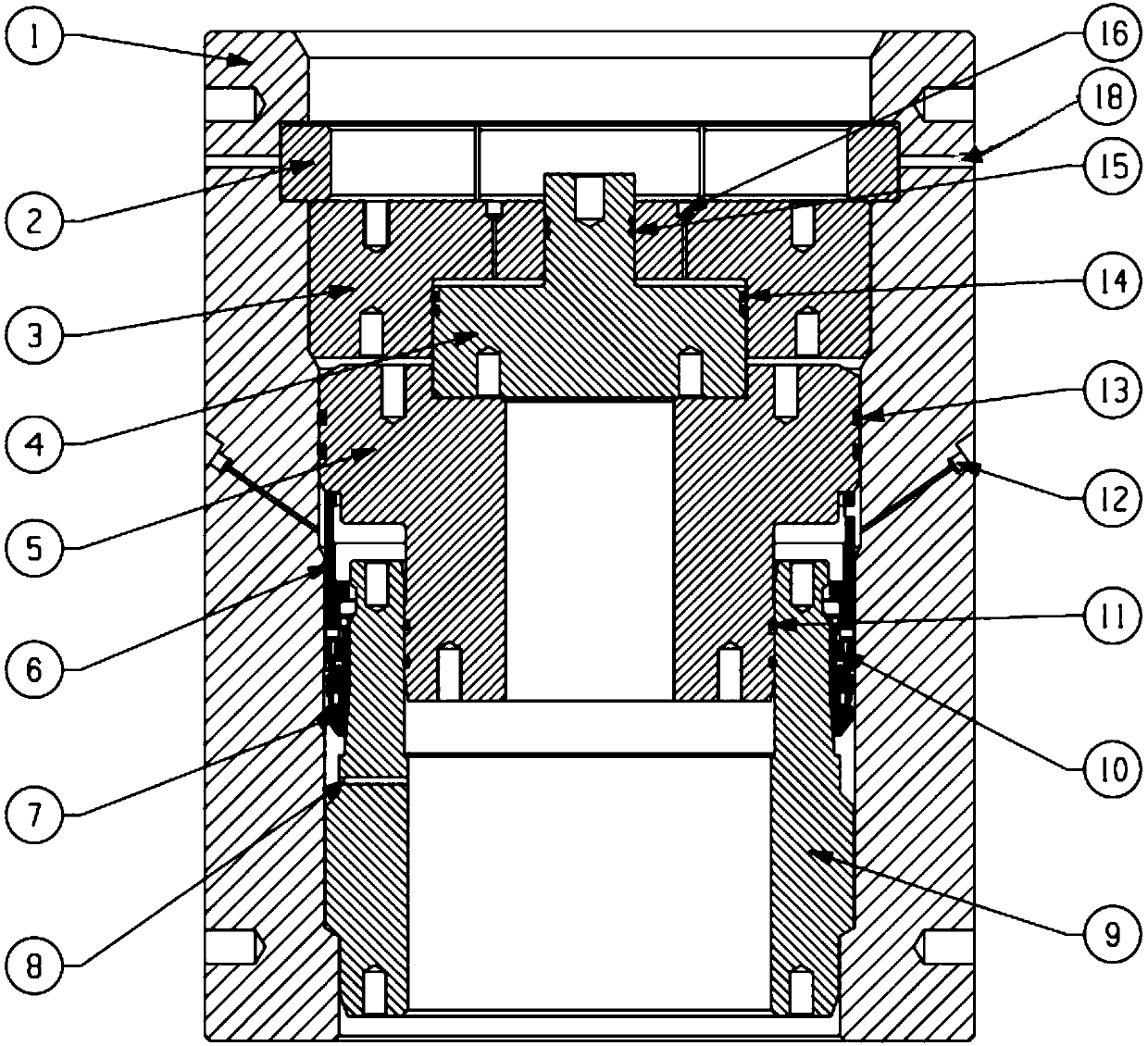 Underwater wellhead head annulus seal surface test device capable of simultaneously loading and pressurizing