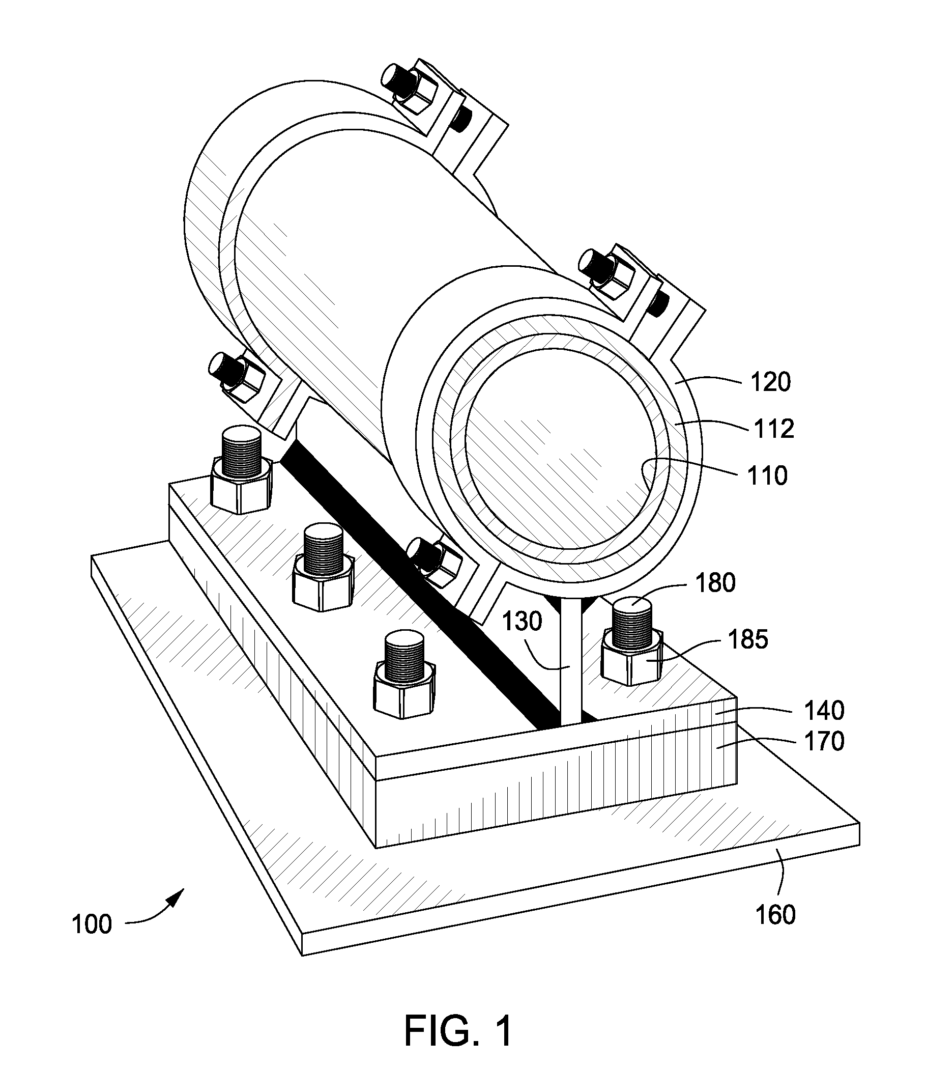 Acoustic dampening pipe shoe