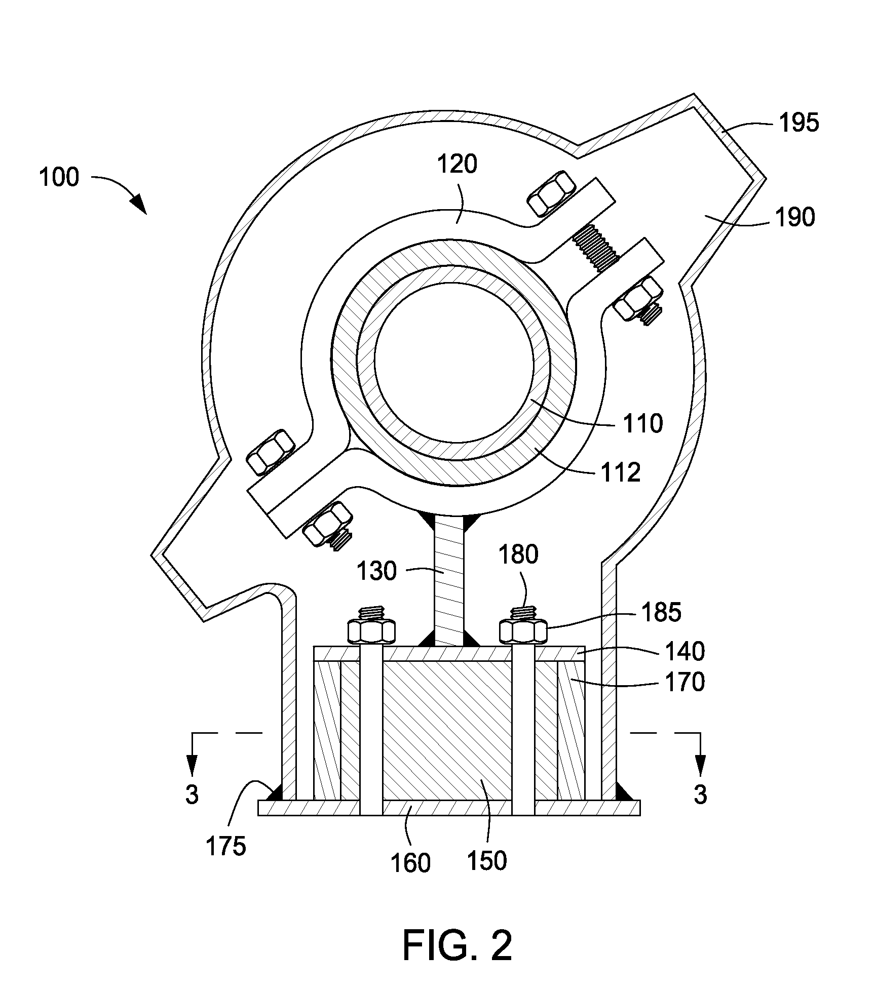 Acoustic dampening pipe shoe