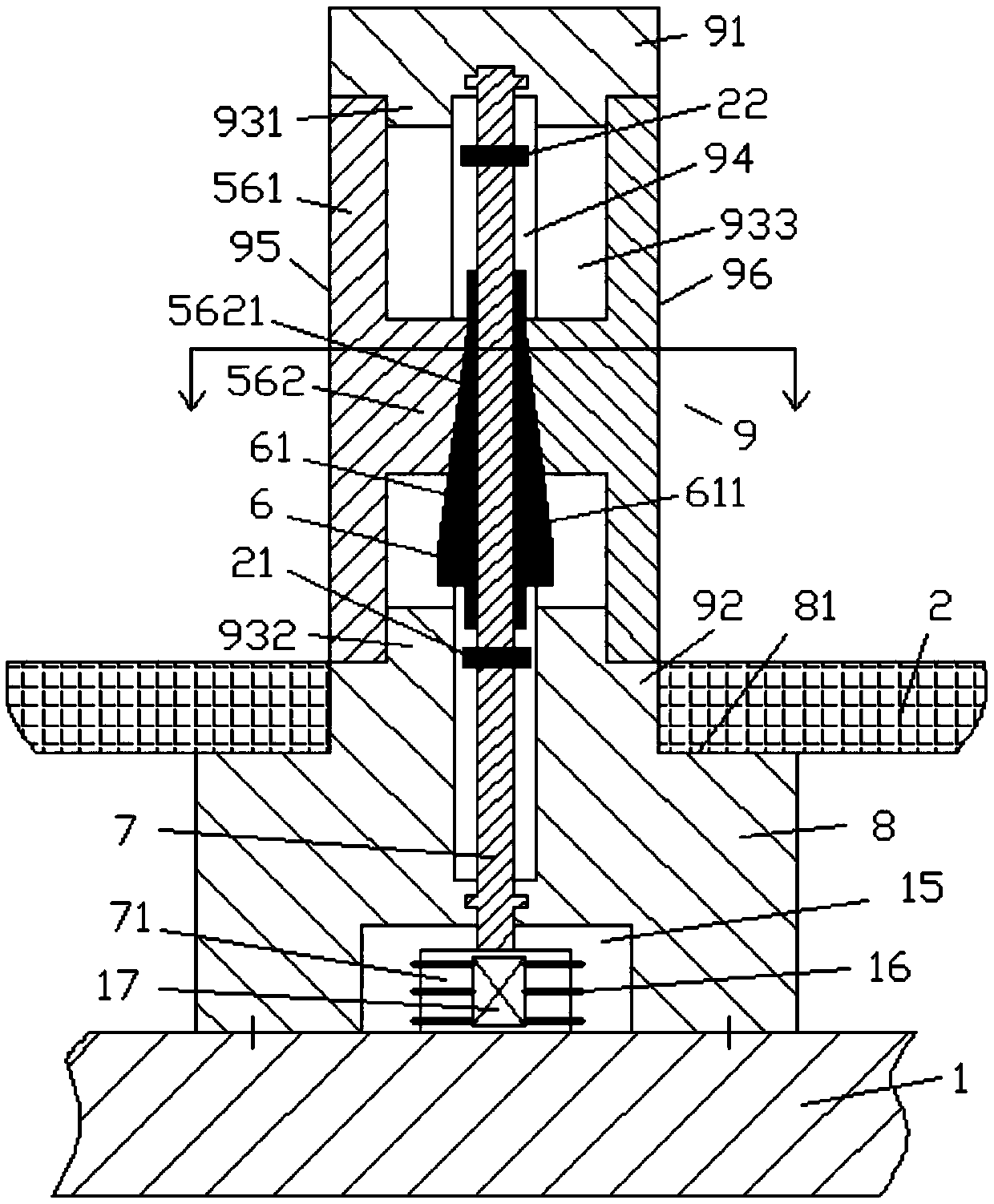 Fixing column device applied to PCBs and provided with cooling fan and limiting sensors