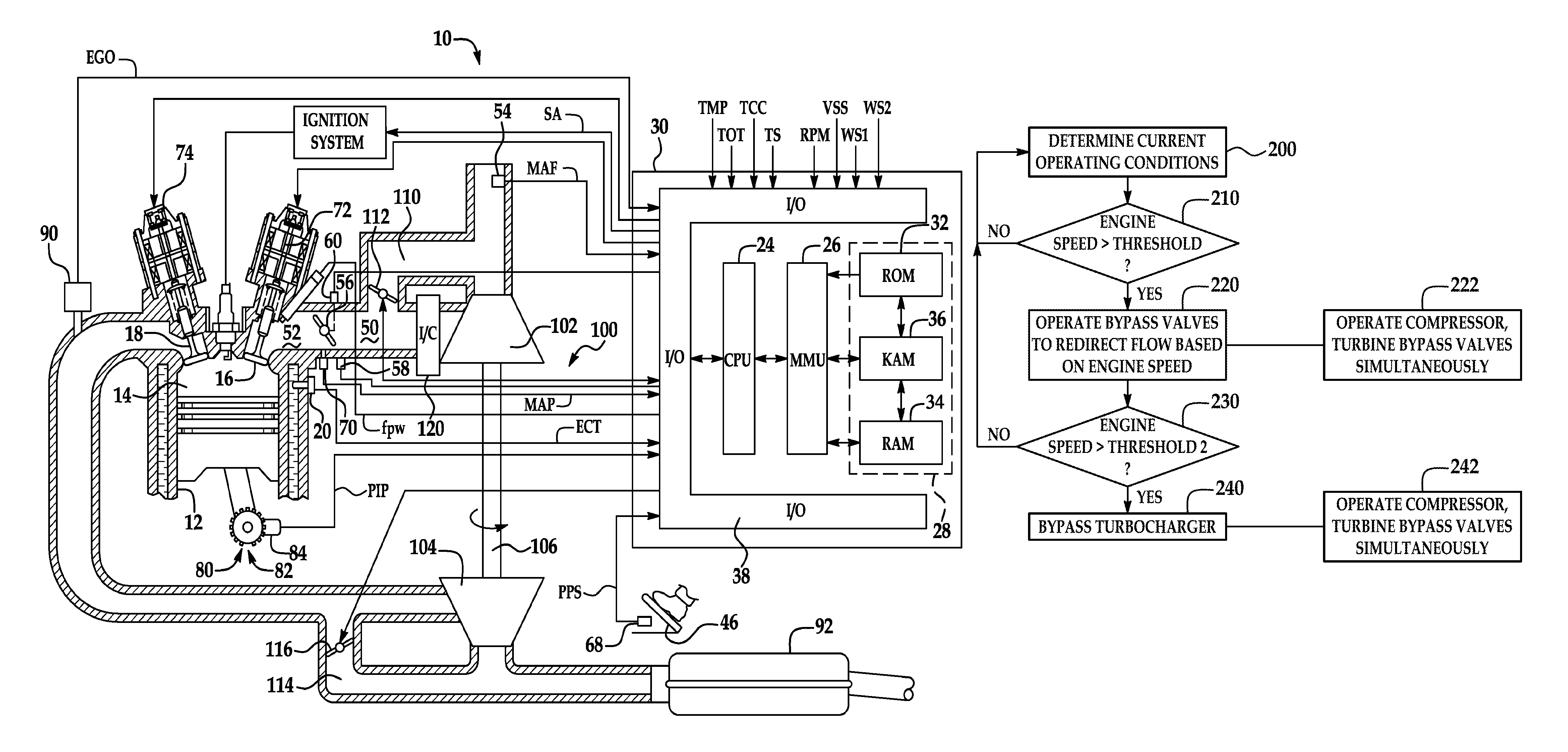 Turbocharged engine with naturally aspirated operating mode