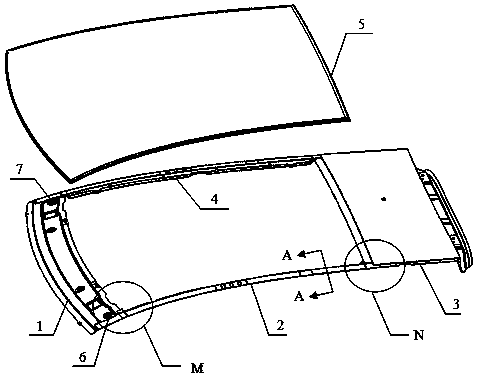 Connecting structure of panoramic sunroof and vehicle body