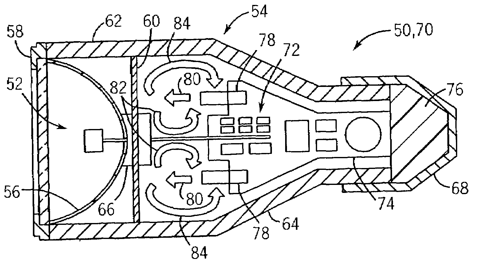 Integral ballast lamp thermal management method and apparatus