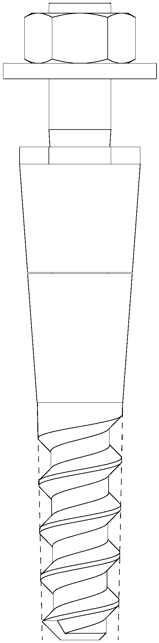 A segmented removable concrete pre-embedded screw and its application method