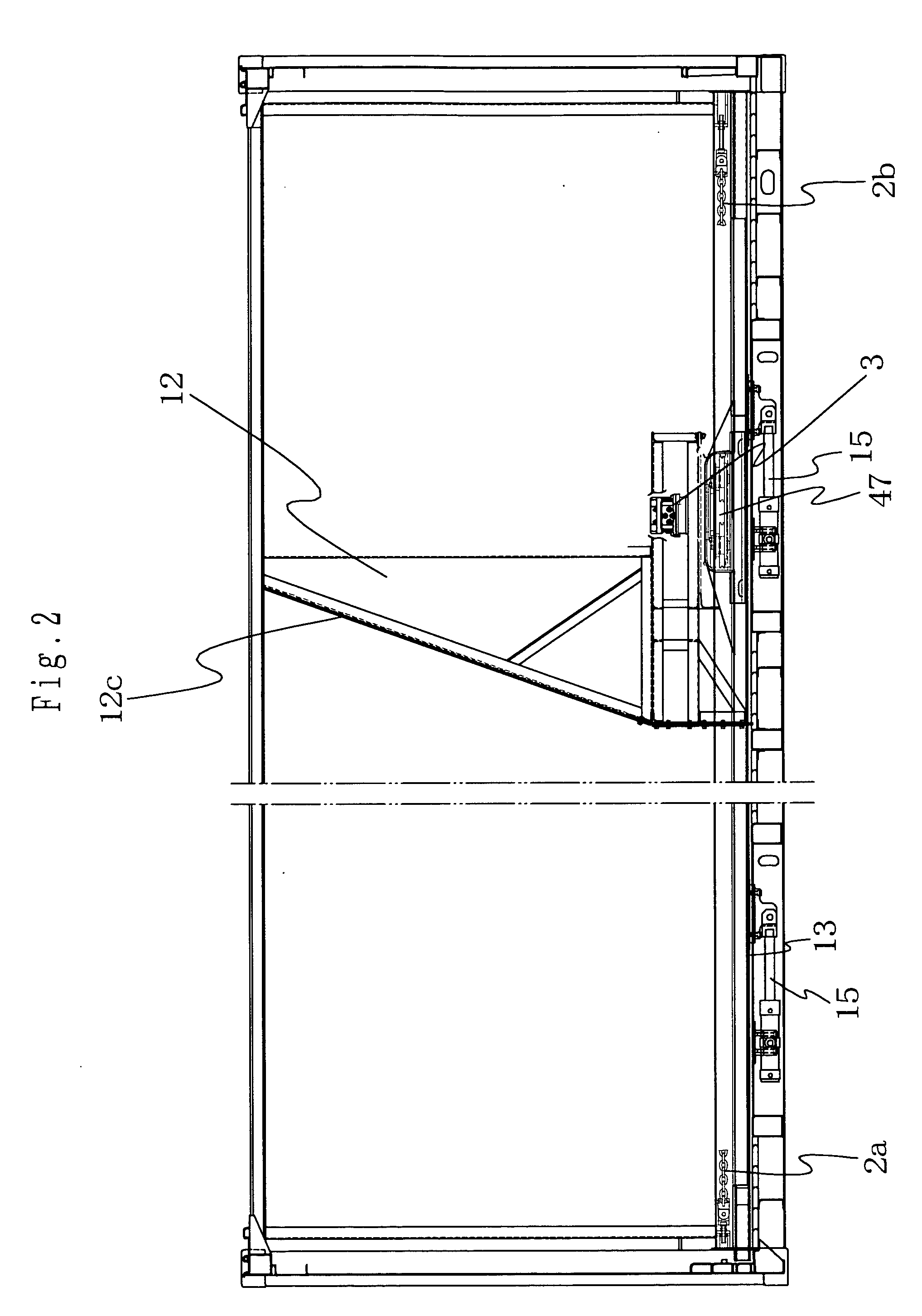 Cargo transportation box body with cargo handling device