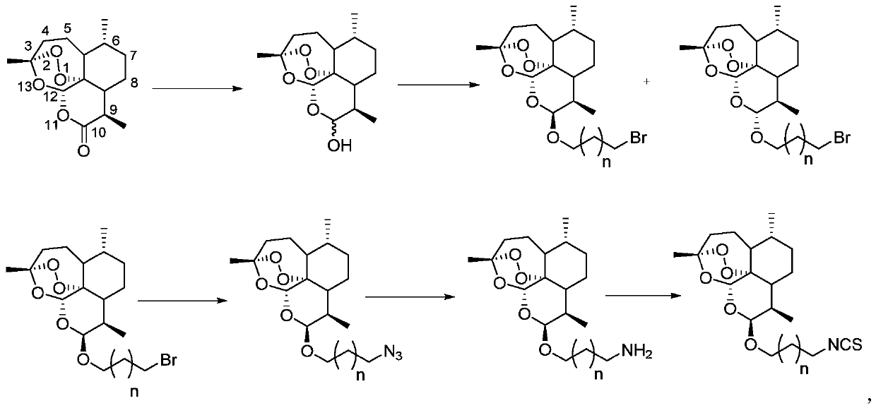 Artemisinin derivatives containing isothiocyanate groups and their applications