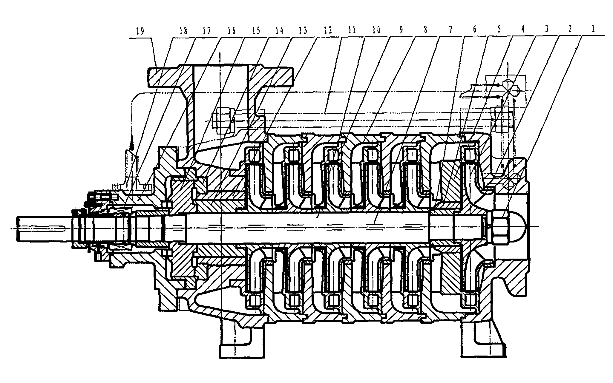 Efficient high-pressure horizontal multi-stage centrifugal pump