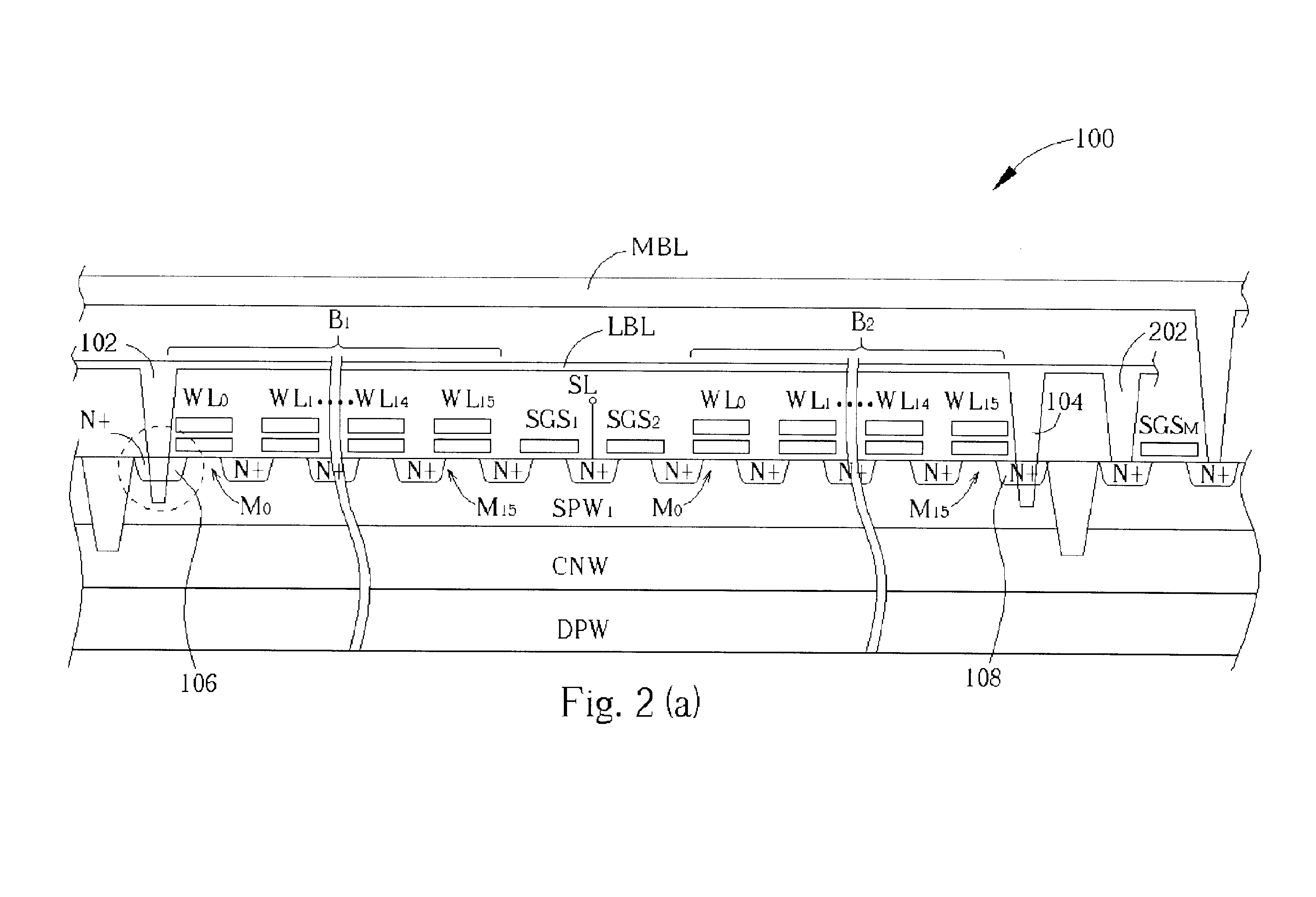 EEPROM with source line voltage stabilization mechanism