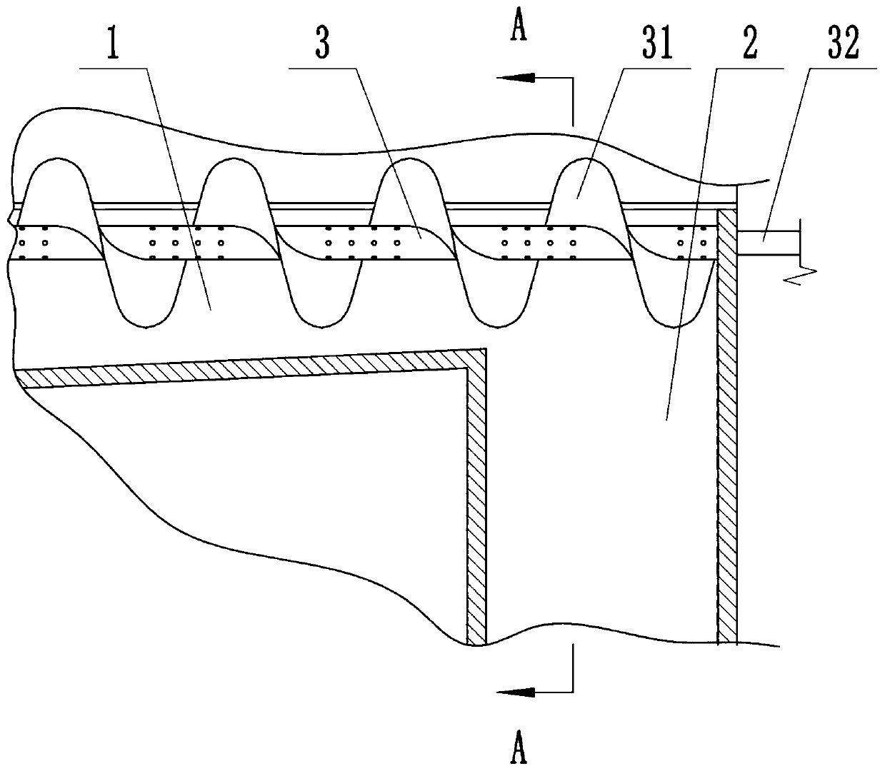 Center gutter snow discharge structure of steel structure building