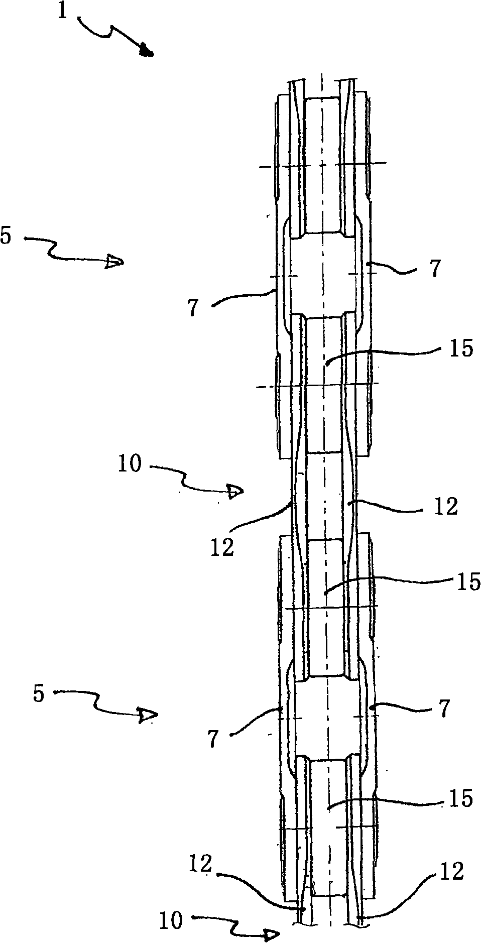 Articulating pin for bicycle chains and relative chain