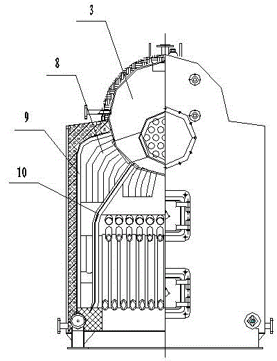 Longitudinally arranged type back-burning energy-saving single-drum horizontal type boiler